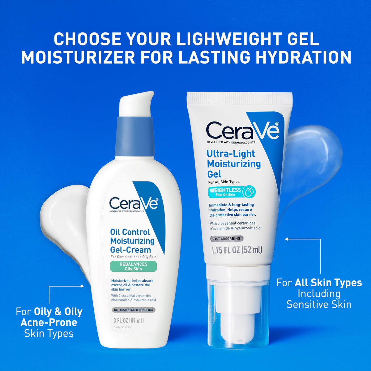 CeraVe gel texture close-up showing lightweight, fast-absorbing hydration