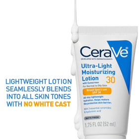 CeraVe lotion texture dispensed on finger for lightweight hydration