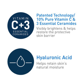 CeraVe ingredient label highlighting vitamin C, hyaluronic acid, ceramides