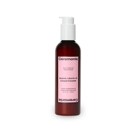 Ceremonia guava leave-in front bottle shows packaging and easy-use benefit