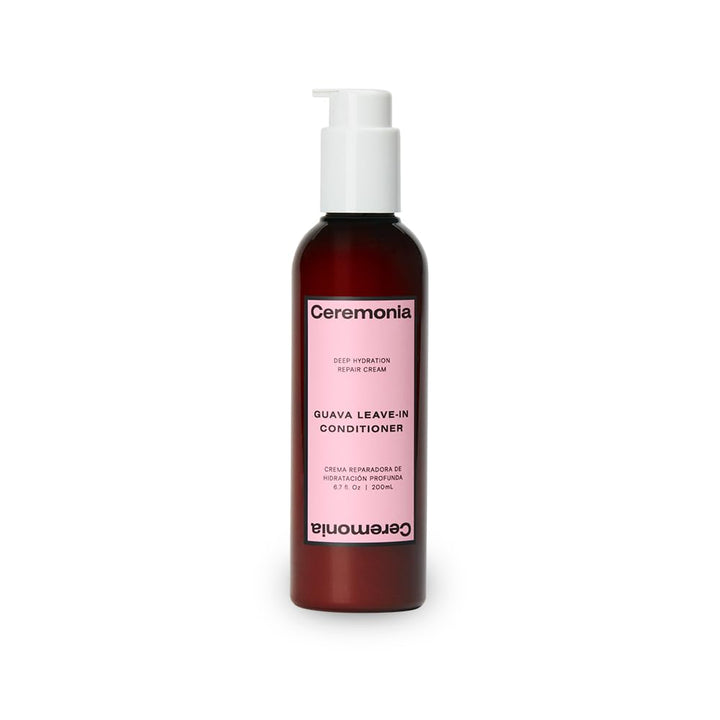 Ceremonia guava leave-in front bottle shows packaging and easy-use benefit