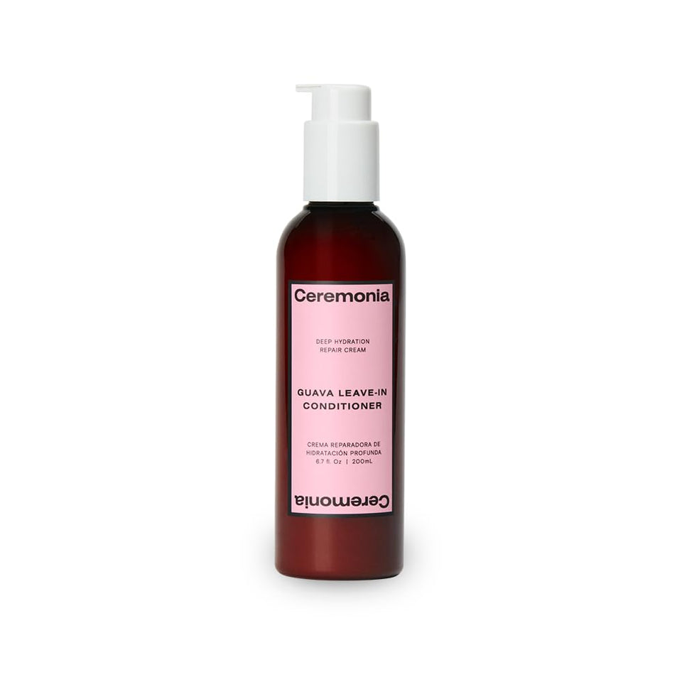 Ceremonia guava leave-in front bottle shows packaging and easy-use benefit