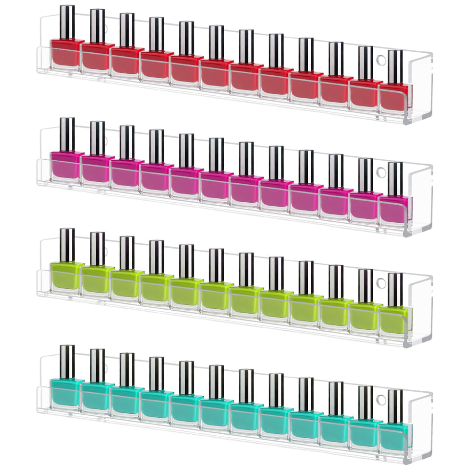 Cerpourt front view clear acrylic rack showing neat polish rows and easy access