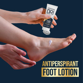 Certain Dri lotion texture closeup showing lightweight absorbent cream for fast drying