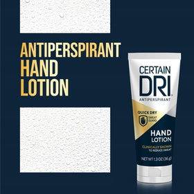 Dry palms after application of Certain Dri illustrating improved grip and comfortable feel