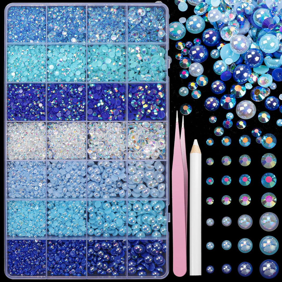 CESUSME front packaging showing 22000 blue pearls and rhinestones for crafts