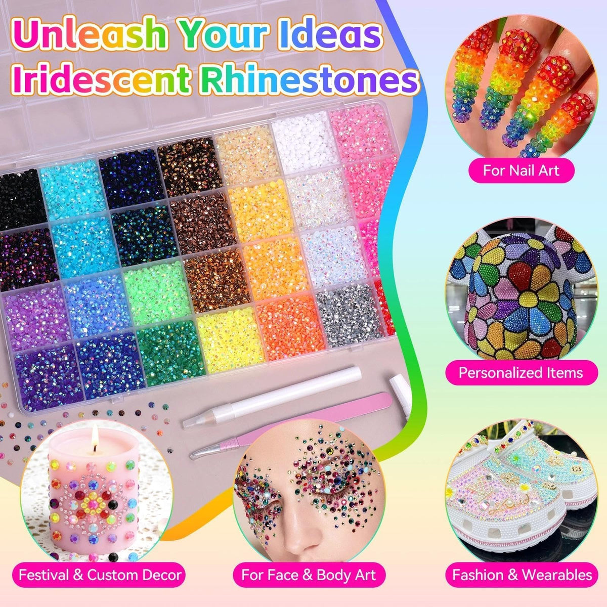 CESUSME included tools laid out for fast precise rhinestone application