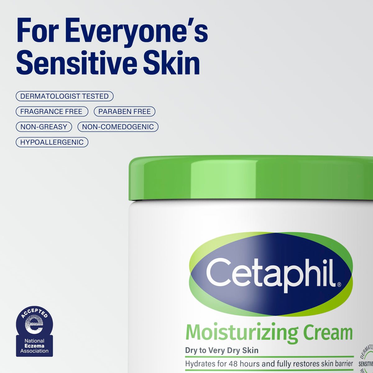 Cetaphil 16 oz jar held in hand to show true size