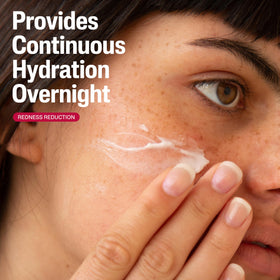 Cetaphil being applied to face at night for calming and replenishing skin