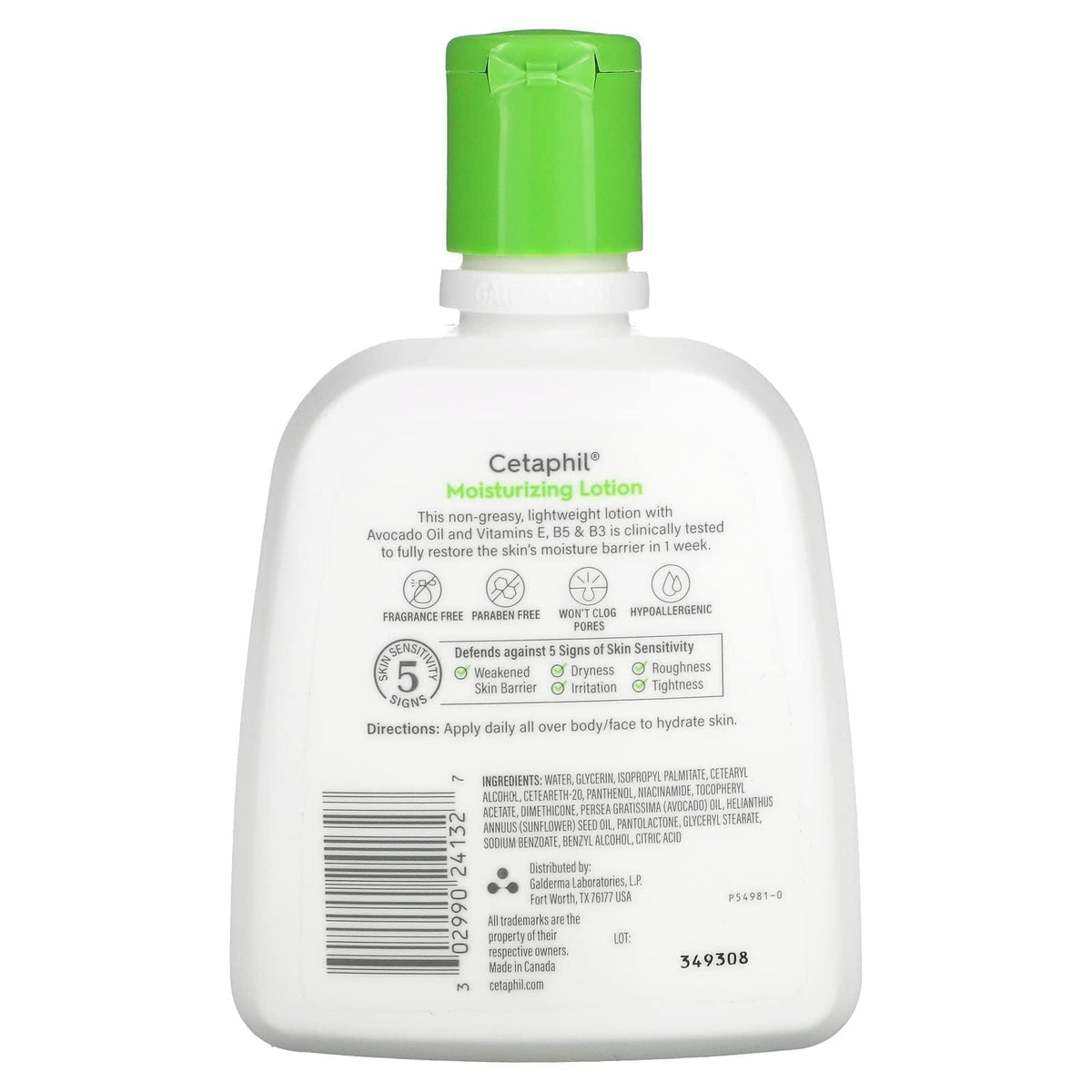 Cetaphil lotion texture with avocado slice close-up, shows nourishing smooth finish