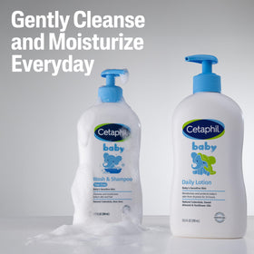 Cetaphil bottle size comparison with everyday item showing 13.5oz scale and portability