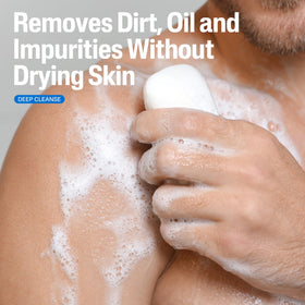 Cetaphil bar producing rich lather to demonstrate effective cleansing and gentle foam