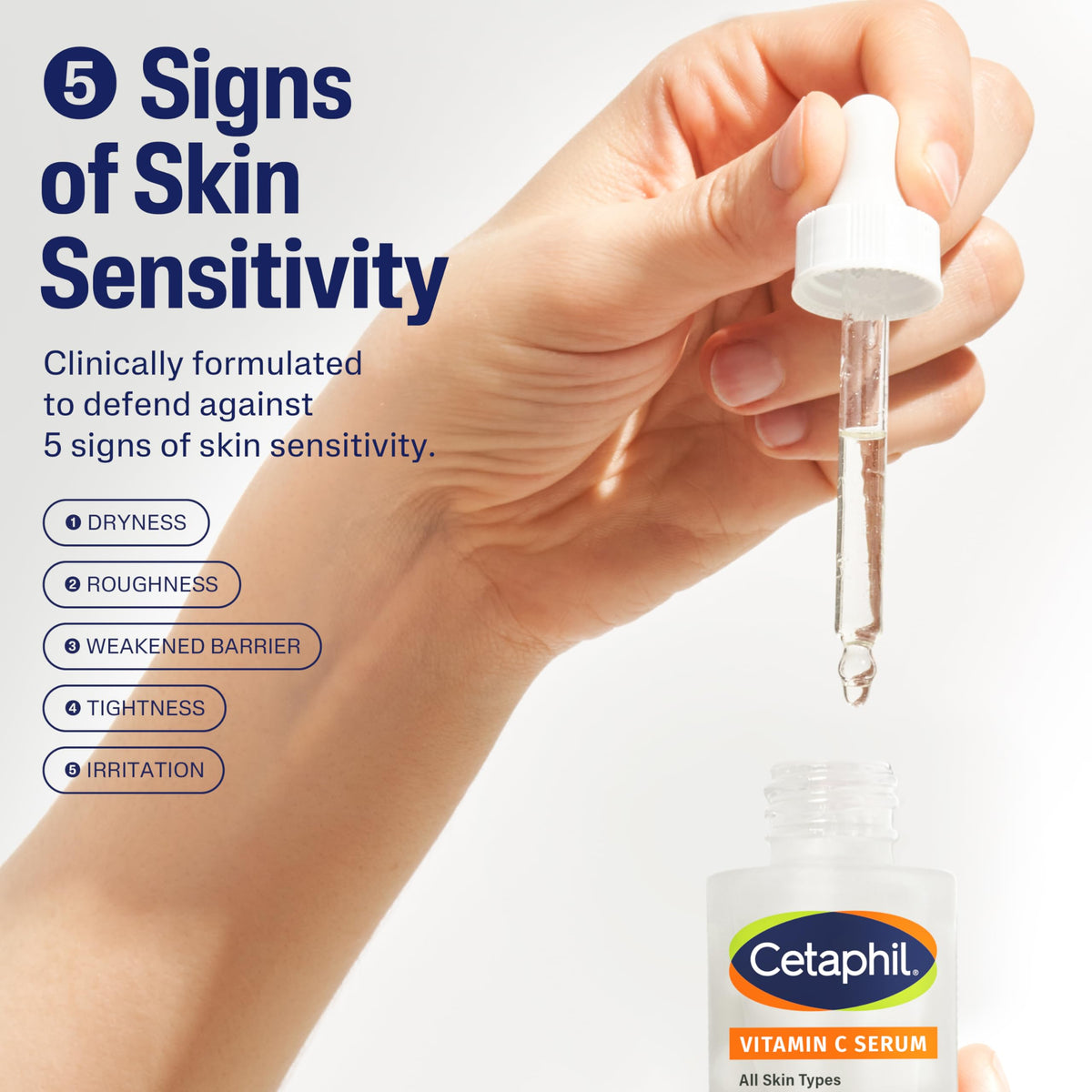 Before-and-after illustration showing Cetaphil improving skin tone and reducing spots