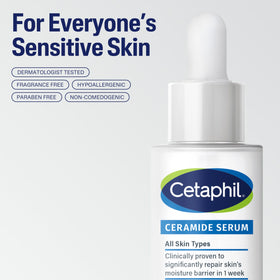 Cetaphil applying serum to hand showing smooth spreadability and quick absorption
