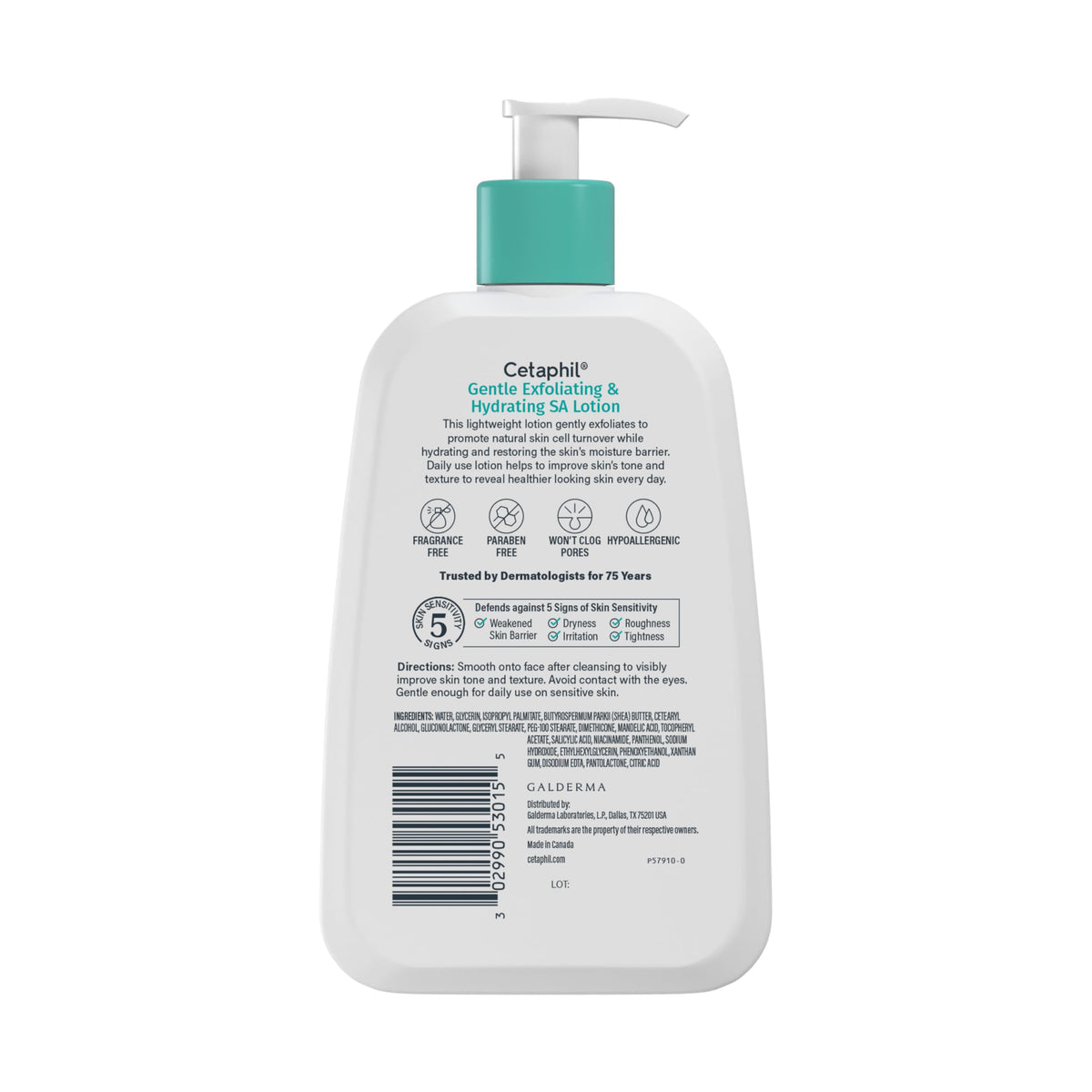 Cetaphil label close-up listing key actives and sensitive-skin friendly benefit