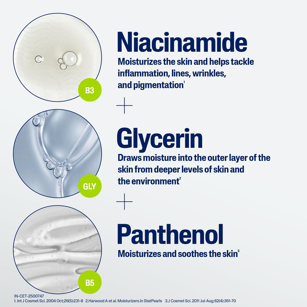 Cetaphil label close-up highlighting glycerin, panthenol and niacinamide