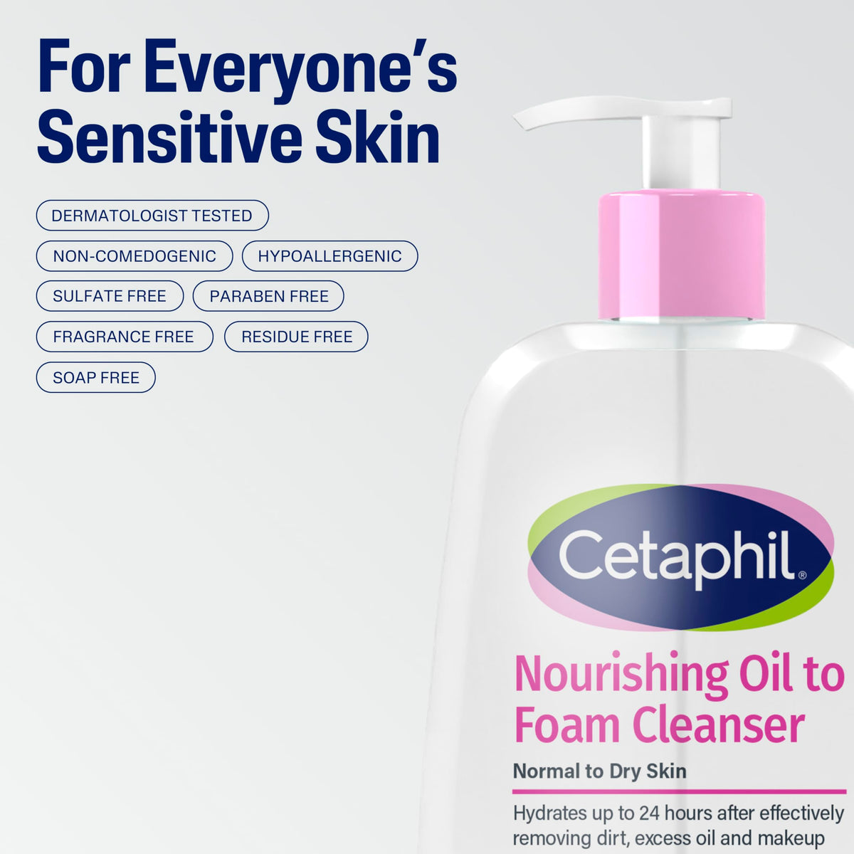 Cetaphil highlighting flaxseed oil ingredient for soothing nutrition