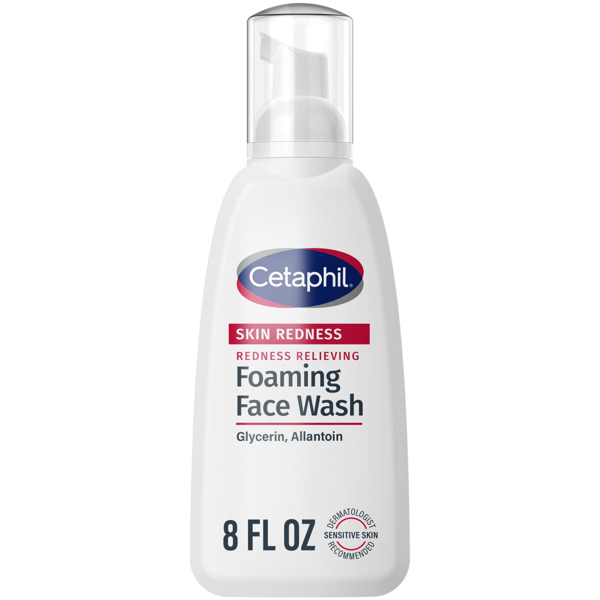 Cetaphil foaming face wash front bottle showing branding and calming benefit