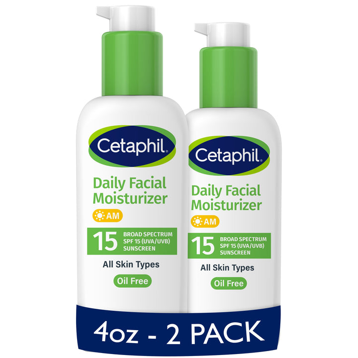 Cetaphil front bottle packaging showing brand and SPF benefit