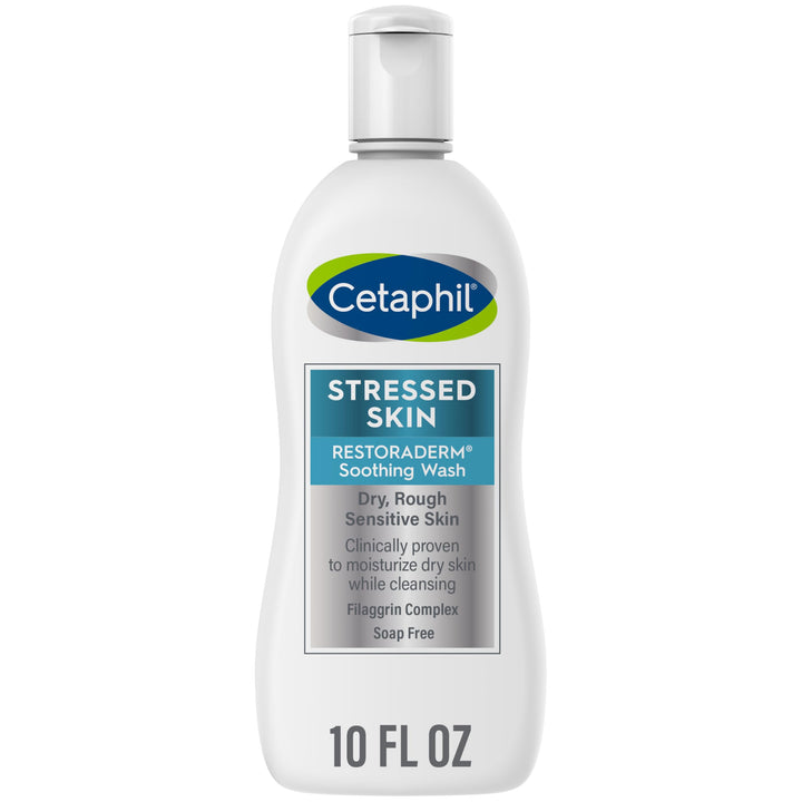 Cetaphil bottle front view showing label and gentle cleanser benefits