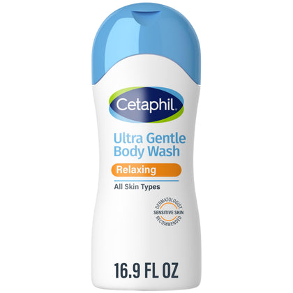 Cetaphil front label view showing 16.9oz bottle and calming scent benefit