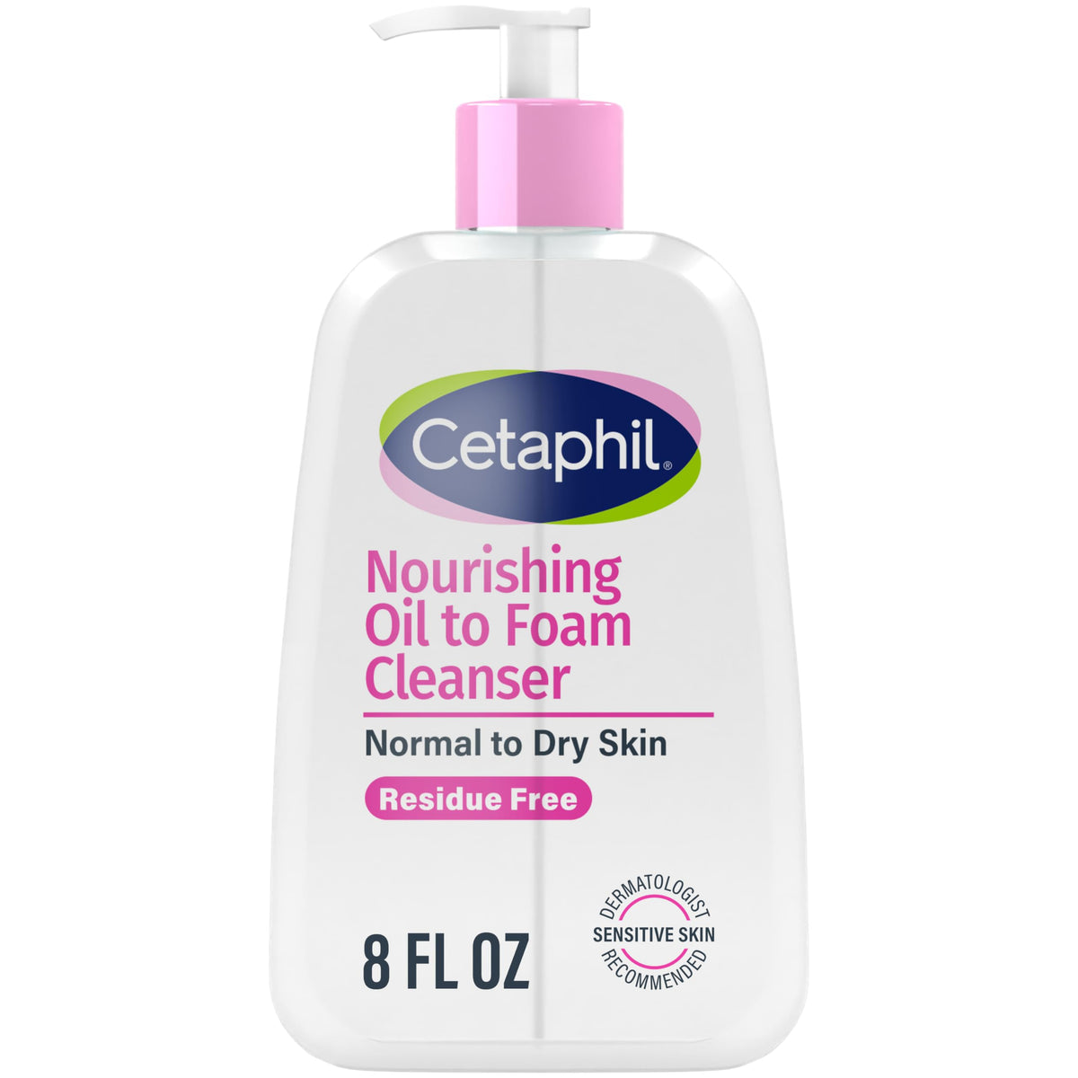 Cetaphil front label showing 8 fl oz bottle and benefits