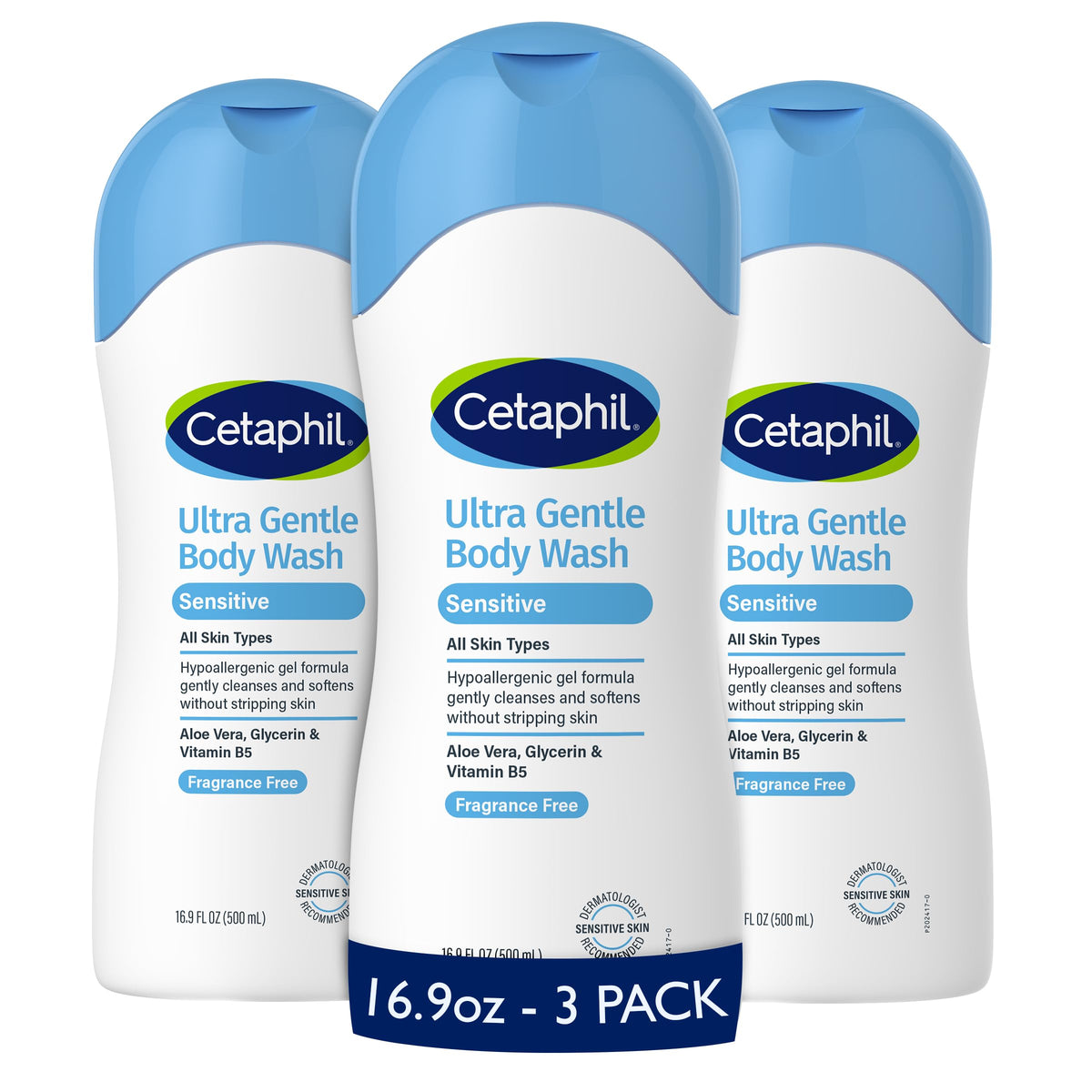 Cetaphil front packaging showing 16.9oz bottle and product benefits