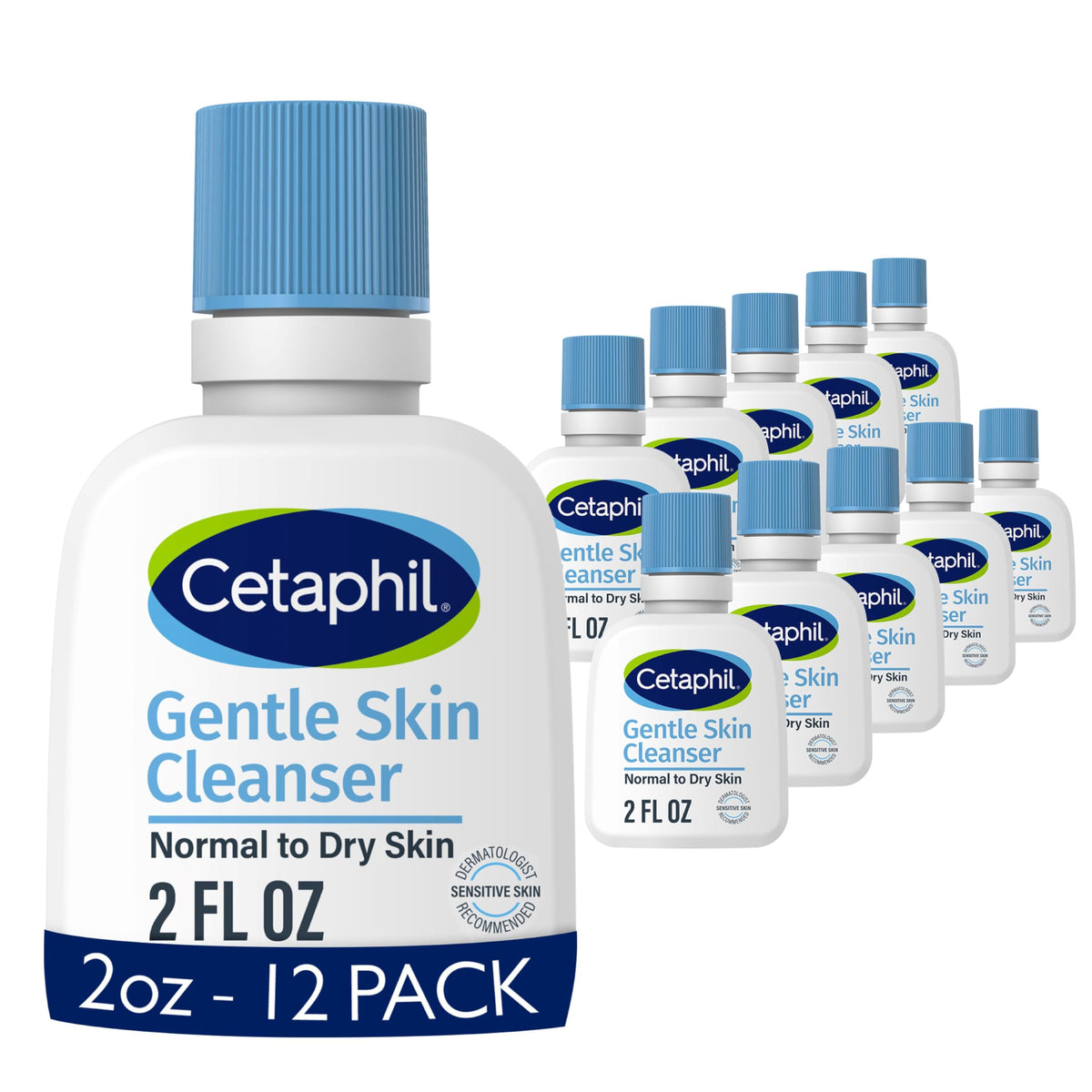 Cetaphil front packaging 2 oz travel bottle showing gentle cleanser benefits