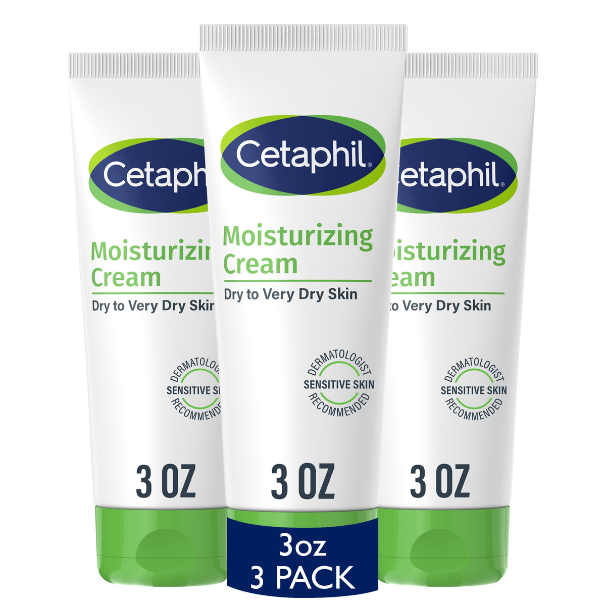 Cetaphil front packaging pack of 3 showing convenience and value
