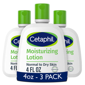 Cetaphil front packaging showing 3x 4 oz bottles and clear product benefit