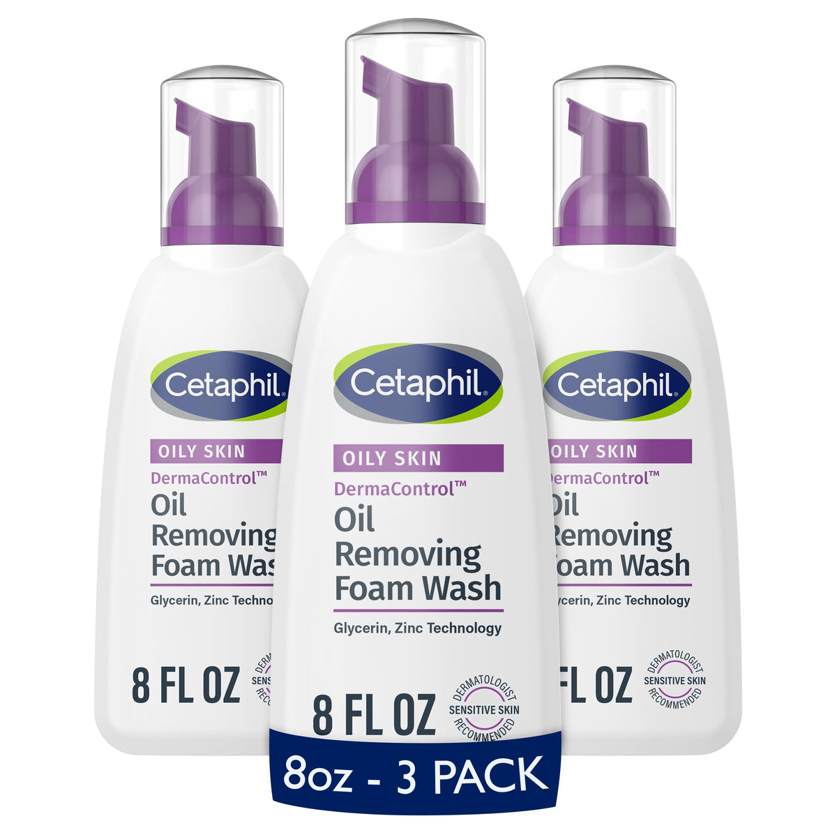 Cetaphil front packaging showing 8 fl oz bottle and product name, promotes gentle cleansing