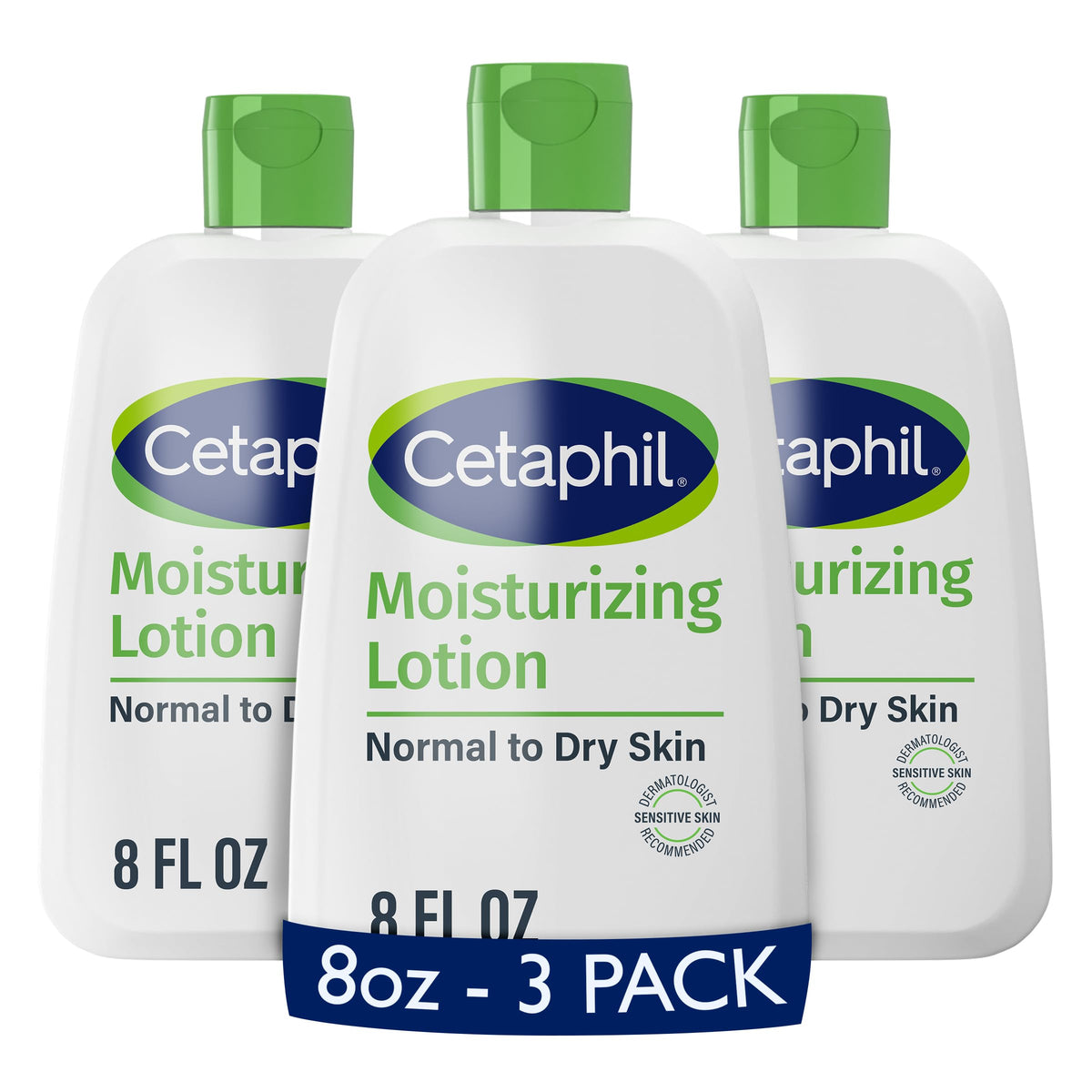 Cetaphil front packaging showing 8 oz bottle and clear branding, reassuring hydration