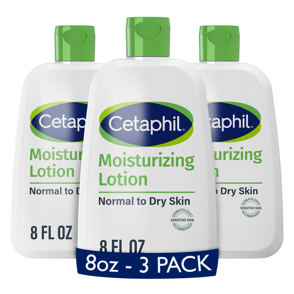 Cetaphil front packaging showing 8 oz bottle and clear branding, reassuring hydration