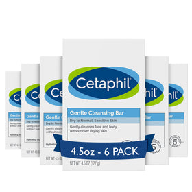 Cetaphil front packaging showing six bars and value pack benefit