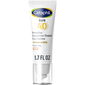 Cetaphil front packaging showing tinted SPF 40 for easy identification and protection