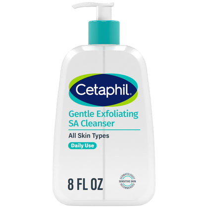 Cetaphil front pump bottle showing clean branding and easy dispensing benefit