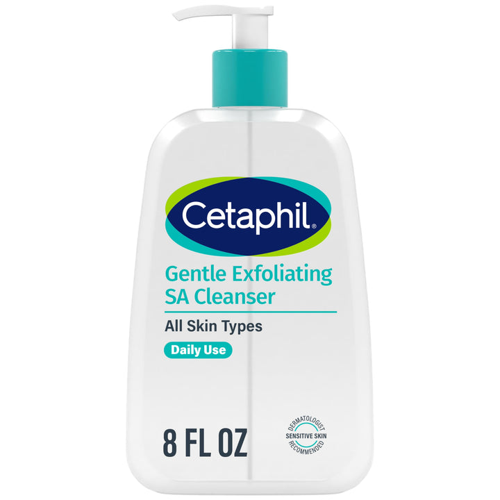 Cetaphil front pump bottle showing clean branding and easy dispensing benefit