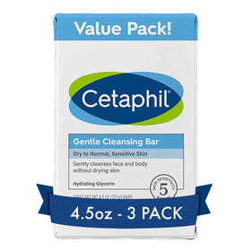 Cetaphil front packaging showing gentle cleansing bar benefits