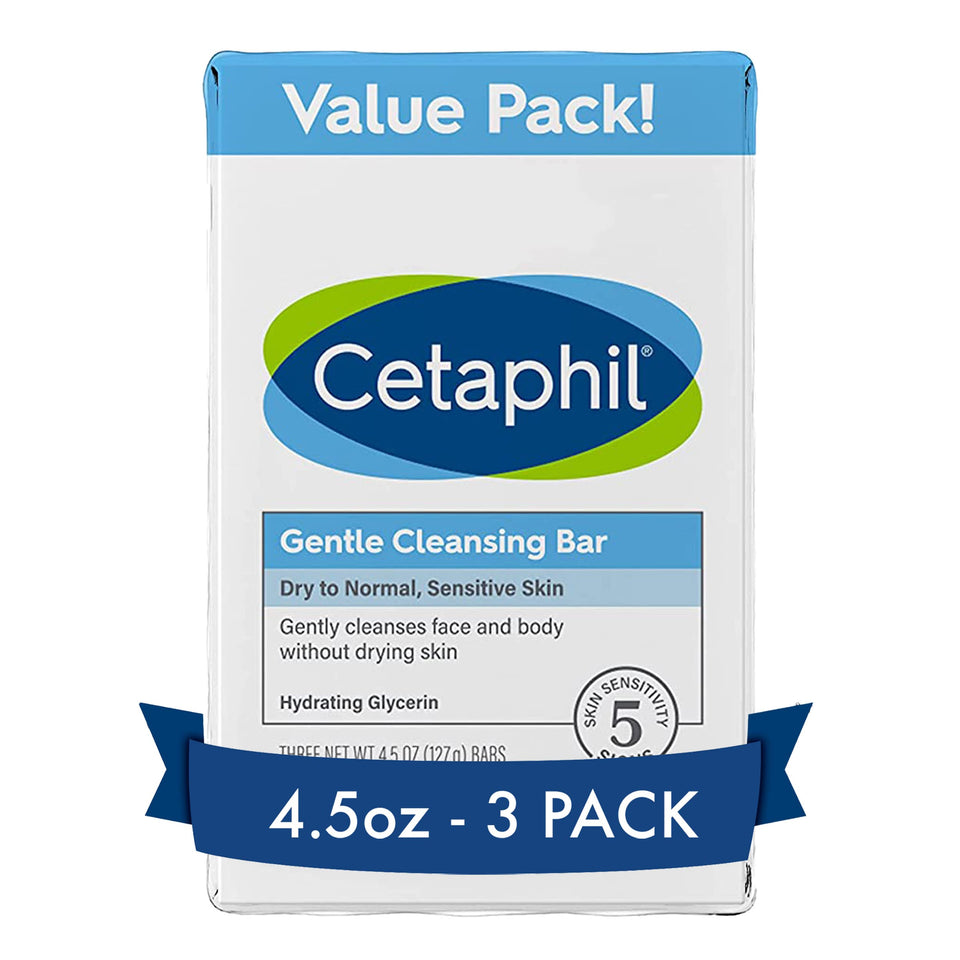 Cetaphil front packaging showing gentle cleansing bar benefits