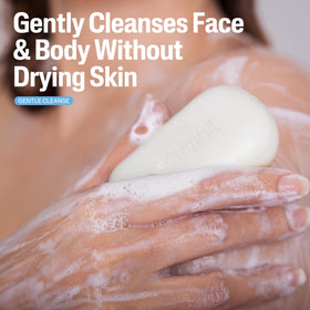 Foamy lather from Cetaphil bar demonstrating gentle effective cleansing