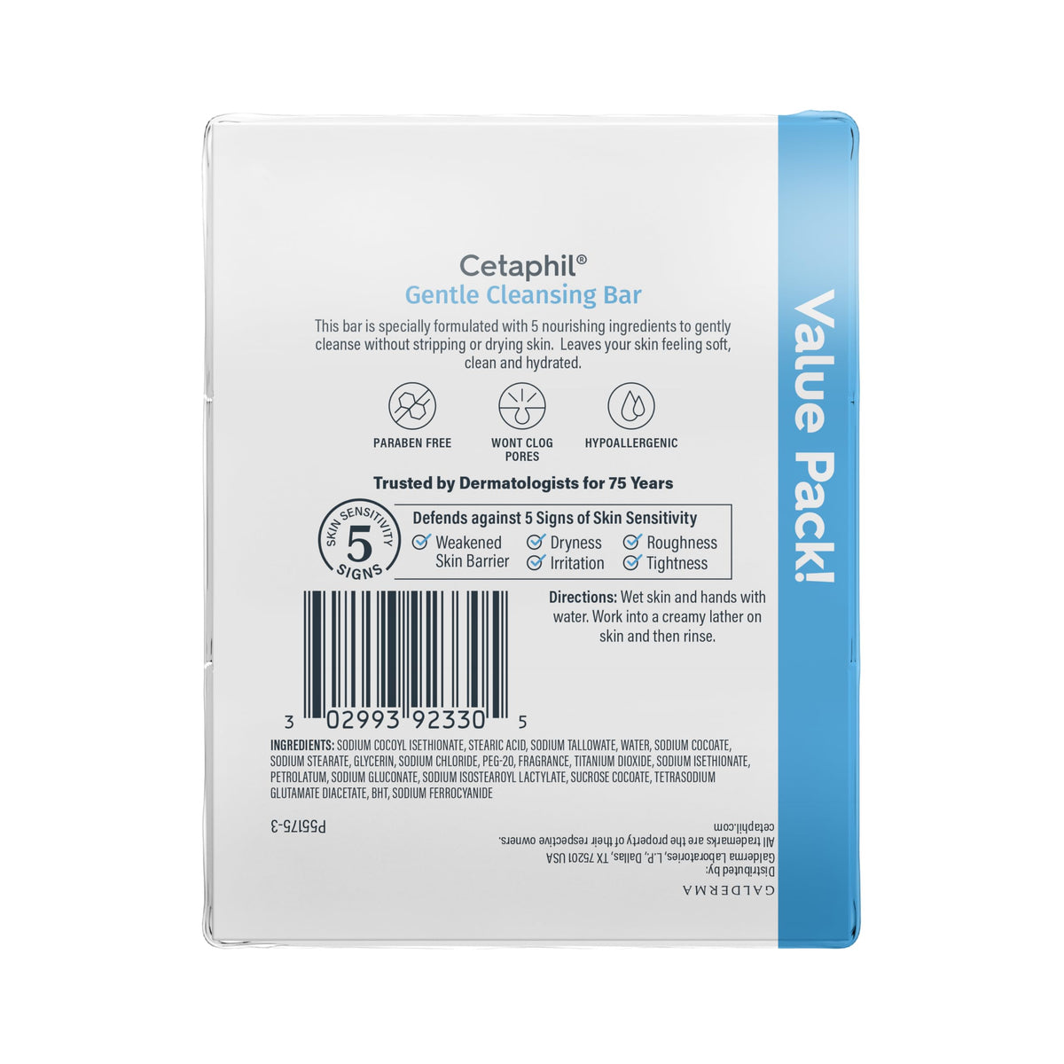 Three-count Cetaphil box displaying value pack for regular use