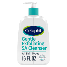 Cetaphil front packaging showing cleanser and daily gentle exfoliation benefit