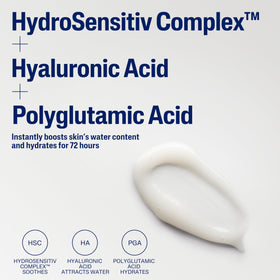 Cetaphil ingredient visual highlighting hyaluronic and polyglutamic acids benefits