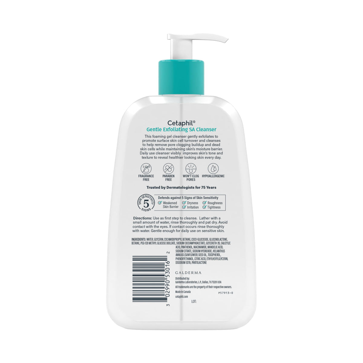 Cetaphil ingredient illustration acid blend showing salicylic mandelic gluconolactone benefits