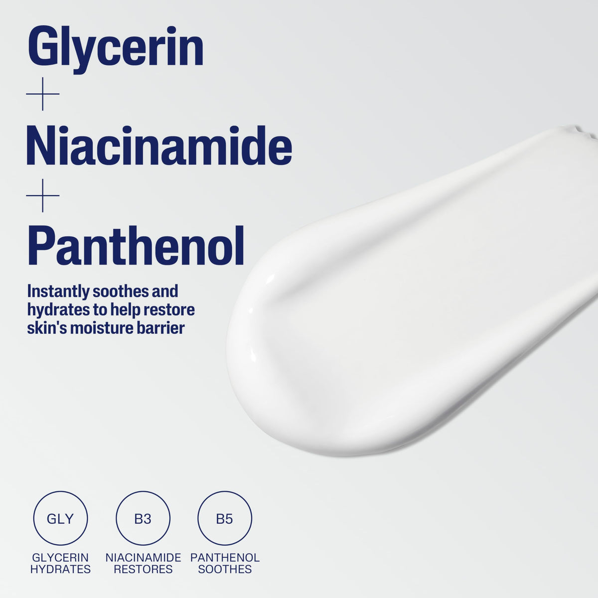 Cetaphil ingredient label showing glycerin, panthenol and niacinamide