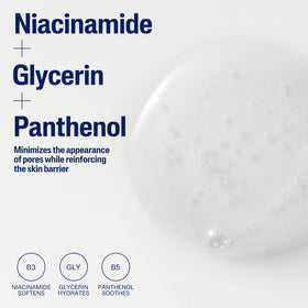 Cetaphil ingredient trio visual highlighting glycerin panthenol niacinamide benefits