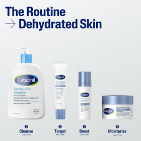 Cetaphil ingredients label highlighting hyaluronic acid and vitamins