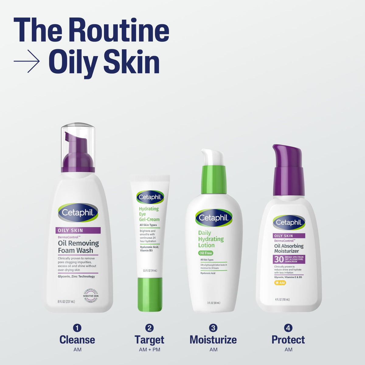 Cetaphil label showing Oleosome and micropearl callouts — gentle SPF delivery