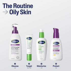 Cetaphil label showing Oleosome and micropearl callouts — gentle SPF delivery