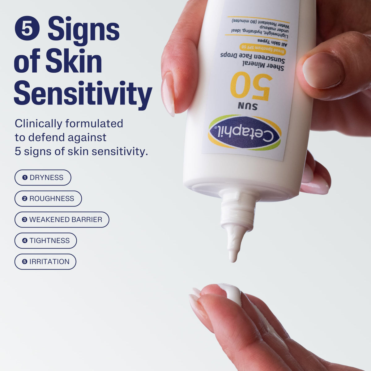 Cetaphil label and ingredients panel showing zinc oxide active filter benefit